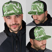 Hawaii Japanese Culture Sage Green Mesh Trucker Cap Spring Cranes Aloha Pattern
