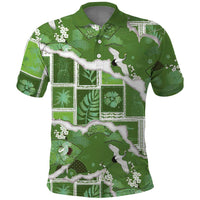 Hawaii Japanese Culture Sage Green Polo Shirt Spring Cranes Aloha Pattern