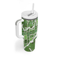 Hawaii Japanese Culture Sage Green Tumbler With Handle Spring Cranes Aloha Pattern