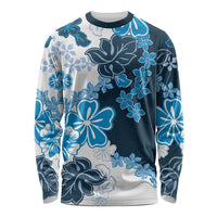 Blue Hibiscus Plumeria Floral Long Sleeve Shirt - Polynesian Pride