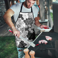 Gray Scale Hibiscus Plumeria Floral Apron - Polynesian Pride