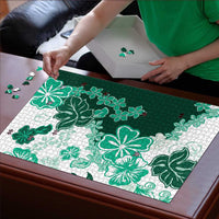 Green Hibiscus Plumeria Floral Puzzle LT01