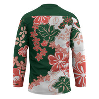 Green Orange Hibiscus Plumeria Floral Hockey Jersey - Polynesian Pride