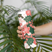 Green Orange Hibiscus Plumeria Floral Skinny Tumbler LT01 - Polynesian Pride