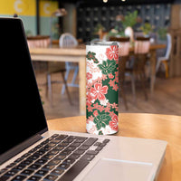 Green Orange Hibiscus Plumeria Floral Skinny Tumbler LT01 - Polynesian Pride