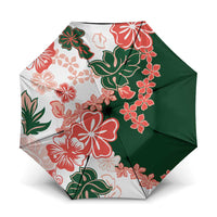Green Orange Hibiscus Plumeria Floral Umbrella - Polynesian Pride