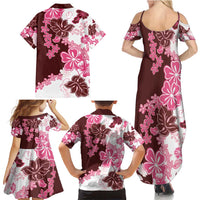 Pink Hibiscus Plumeria Floral Family Matching Summer Maxi Dress and Hawaiian Shirt LT01 - Polynesian Pride