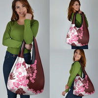 Pink Hibiscus Plumeria Floral Grocery Bag - Polynesian Pride