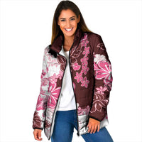 Pink Hibiscus Plumeria Floral Padded Jacket - Polynesian Pride