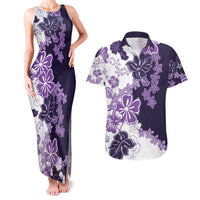Purple Hibiscus Plumeria Floral Couples Matching Tank Maxi Dress and Hawaiian Shirt LT01 Purple - Polynesian Pride