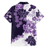 Purple Hibiscus Plumeria Floral Family Matching Off The Shoulder Long Sleeve Dress and Hawaiian Shirt LT01 - Polynesian Pride