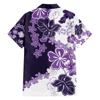 Purple Hibiscus Plumeria Floral Family Matching Off Shoulder Short Dress and Hawaiian Shirt LT01 - Polynesian Pride