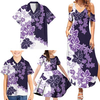 Purple Hibiscus Plumeria Floral Family Matching Summer Maxi Dress and Hawaiian Shirt LT01 - Polynesian Pride