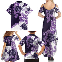 Purple Hibiscus Plumeria Floral Family Matching Summer Maxi Dress and Hawaiian Shirt LT01 - Polynesian Pride