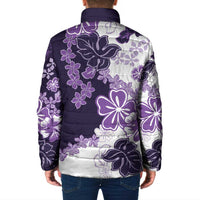 Purple Hibiscus Plumeria Floral Padded Jacket - Polynesian Pride