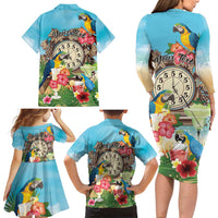 Personalized It's 5 o'clock Somewhere Family Matching Long Sleeve Bodycon Dress and Hawaiian Shirt Hawaiian Tropical Parrots LT01 - Polynesian Pride