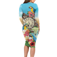 Personalized It's 5 o'clock Somewhere Family Matching Long Sleeve Bodycon Dress and Hawaiian Shirt Hawaiian Tropical Parrots LT01 - Polynesian Pride
