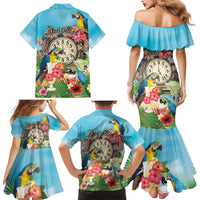 Personalized It's 5 o'clock Somewhere Family Matching Mermaid Dress and Hawaiian Shirt Hawaiian Tropical Parrots LT01 - Polynesian Pride
