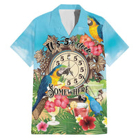 Personalized It's 5 o'clock Somewhere Family Matching Mermaid Dress and Hawaiian Shirt Hawaiian Tropical Parrots LT01 Dad's Shirt - Short Sleeve Blue - Polynesian Pride