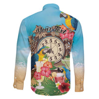 Personalized It's 5 o'clock Somewhere Family Matching Off The Shoulder Long Sleeve Dress and Hawaiian Shirt Hawaiian Tropical Parrots LT01 - Polynesian Pride