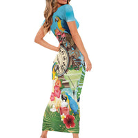 Personalized It's 5 o'clock Somewhere Family Matching Short Sleeve Bodycon Dress and Hawaiian Shirt Hawaiian Tropical Parrots LT01 - Polynesian Pride
