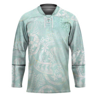 Polynesian Tiare Monstera Seafoam Green Hockey Jersey Liquid Style - Polynesian Pride