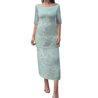 Polynesian Tiare Monstera Seafoam Green Puletasi Liquid Style - Polynesian Pride