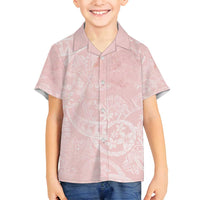 Polynesian Tiare Monstera Soft Pink Family Matching Puletasi and Hawaiian Shirt Liquid Style LT01 Son's Shirt Pink - Polynesian Pride