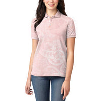 Polynesian Tiare Monstera Soft Pink Women Polo Shirt Liquid Style - Polynesian Pride