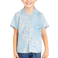 Polynesian Tiare Monstera Baby Blue Hawaiian Shirt Liquid Style - Polynesian Pride