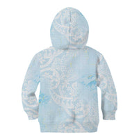 Polynesian Tiare Monstera Baby Blue Kid Hoodie Liquid Style - Polynesian Pride