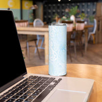 Polynesian Tiare Monstera Baby Blue Skinny Tumbler Liquid Style - Polynesian Pride