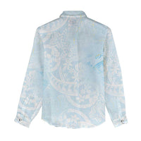 Polynesian Tiare Monstera Baby Blue Women Casual Shirt Liquid Style - Polynesian Pride