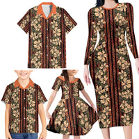 Hawaii Hibiscus Family Matching Long Sleeve Bodycon Dress and Hawaiian Shirt Retro Style LT01 - Polynesian Pride