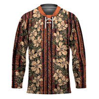 Hawaii Hibiscus Hockey Jersey Retro Style - Polynesian Pride