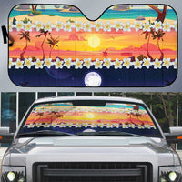 Hawaii Beach Landscape Time-Lapse Auto Sun Shade Tropical Plumeria Flowers LT01 Multicolor - Polynesian Pride