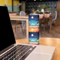 Hawaii Beach Landscape Time-Lapse Skinny Tumbler Tropical Plumeria Flowers LT01 - Polynesian Pride