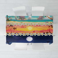Hawaii Beach Landscape Time-Lapse Tablecloth Tropical Plumeria Flowers LT01 Multicolor - Polynesian Pride