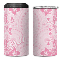Fiji Masi With Hibiscus Tapa Tribal 4 in 1 Can Cooler Tumbler Pink Pastel LT01 One Size: 16 oz Pink - Polynesian Pride