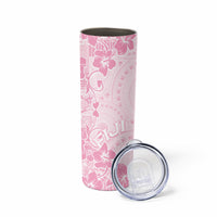 Fiji Masi With Hibiscus Tapa Tribal Skinny Tumbler Pink Pastel LT01 - Polynesian Pride