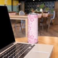 Fiji Masi With Hibiscus Tapa Tribal Skinny Tumbler Pink Pastel LT01 - Polynesian Pride