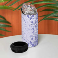 Fiji Masi With Hibiscus Tapa Tribal 4 in 1 Can Cooler Tumbler Purple Pastel LT01 - Polynesian Pride