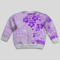 Fiji Masi With Hibiscus Tapa Tribal Kid Ugly Christmas Sweater Purple Pastel LT01 - Polynesian Pride