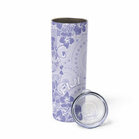 Fiji Masi With Hibiscus Tapa Tribal Skinny Tumbler Purple Pastel LT01 - Polynesian Pride