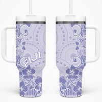 Fiji Masi With Hibiscus Tapa Tribal Tumbler With Handle Purple Pastel