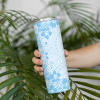 Fiji Masi With Hibiscus Tapa Tribal Skinny Tumbler Sky Blue Pastel LT01 - Polynesian Pride