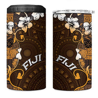 Fiji Masi 4 in 1 Can Cooler Tumbler Fijian Hibiscus Tapa Gold Version LT01 One Size: 16 oz Gold - Polynesian Pride