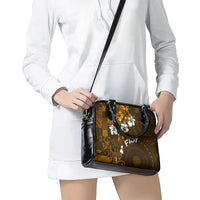 Fiji Masi With Hibiscus Tapa Tribal Shoulder Handbag Gold Version LT01 - Polynesian Pride