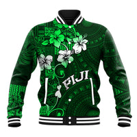 Fiji Masi Baseball Jacket Fijian Hibiscus Tapa Green Version LT01 Unisex Green - Polynesian Pride