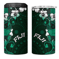 Fiji Masi 4 in 1 Can Cooler Tumbler Fijian Hibiscus Tapa Green Version LT01 One Size: 16 oz Green - Polynesian Pride